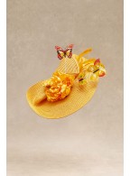 Derby Wide Brim Yellow Butterfly Church Hat