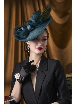 Peacock Feather Tea Party Headdress Hat