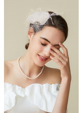 Women's Feather Veil Hair Clip Veil Hat