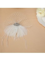 Women's Feather Veil Hair Clip Veil Hat