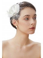 Women's Feather Veil Hair Clip Veil Hat
