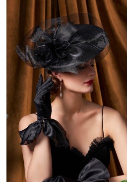 Women's Tea Party Hat with Organza Flowers