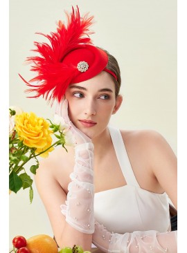 Yellow Peacock Feather Glamorous Party Hat